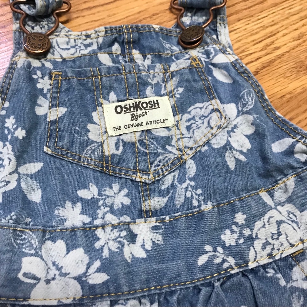 💥BOGO: Oshkosh Chambray Floral Overall Dress - Picture 2 of 4